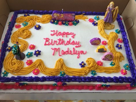 Tangled Birthday sheet cake Rapunzel Sheet Cake Ideas, Rapunzel Sheet Cake, Disney Sheet Cake, Birthday Sheet Cake, Tangled Cake, Rapunzel Birthday Cake, Encanto Cake, Rapunzel Cake, Tangled Birthday Party