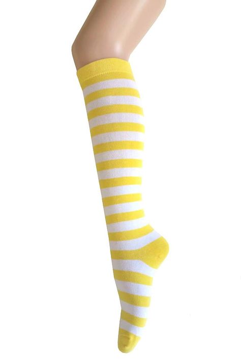 PRICES MAY VARY. Highly Elastic, Breathable and Comfortable Knee High Socks(no stretched, heel up to top of the socks 16") Fit Most Women. Socks fit just below the knee on average height woman.One Size Fit Most Women,Women's Shoe Size:5.5-10.5 Machine wash warm/cold; Do not bleach; Tumble dry low 80% cotton, 10% Nylon, 10% Spandex Great for Costume and Cosplay, Soft Texture Keep Your Leg Warm Triple M Plus Knee High Zebra Stripes Socks,Yellow/White Lavender Color Dress, Knee High Dress, Striped Knee High Socks, Cheerleading Team, Yellow Socks, Striped Tights, Blue Socks, Zebra Stripes, Dress Halloween Costume