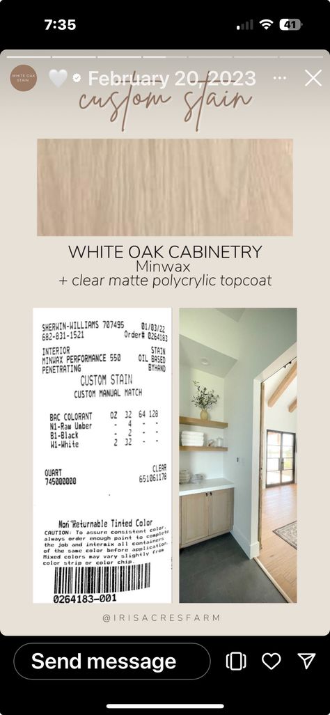 Modern Farmhouse Wall Paint Colors, Baja Beige Stain Sherwin Williams, Custom Stain Mixes, White Wash White Oak, Best White Oak Stain Colors, Nordic Seal On White Oak, Stain For White Oak Cabinets, White Oak Kitchen Cabinets Stain Color, White Oak Paint Color