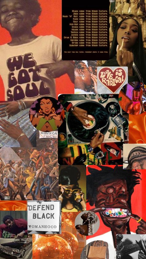 Soul Woman Wallpaper, Black Women Collage Wallpaper, Neo Soul Wallpaper Aesthetic, Neo Soul Aesthetic Art, Bhm Wallpaper Aesthetic, African American Aesthetic Wallpaper, Black Culture Collage, Black Women Wallpaper Iphone, Afrocentric Wallpaper