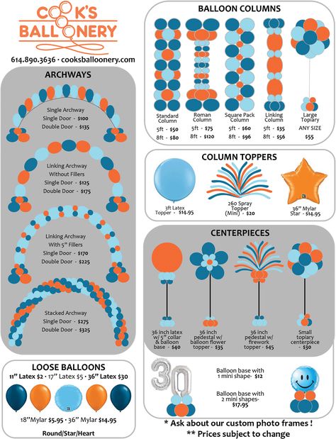 Pricing - Cook's Balloonery Cloud Balloon Column, Balloon Gate, Balloon Arch Diy, Party Balloons Diy, Balloon Prices, Balloon Template, Deco Ballon, Idee Babyshower, Balloon Garland Diy