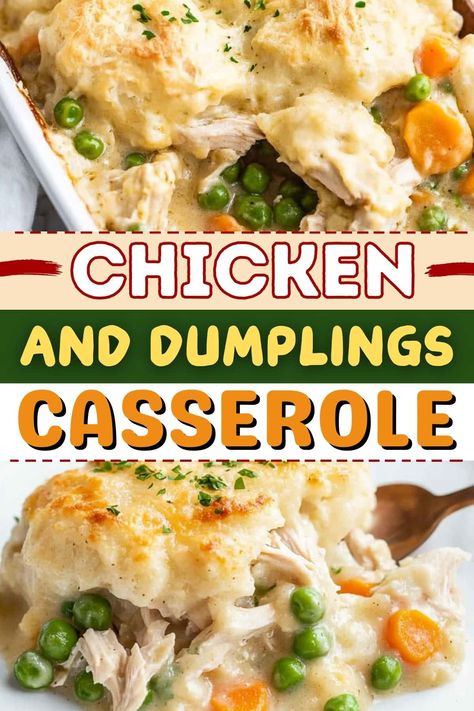 This chicken and dumplings casserole is the perfect comfort food for busy nights. The creamy, savory sauce blends seamlessly with tender chicken, veggies, and fluffy dumplings. Freezer Chicken And Dumplings, Chicken And Dumplings Casserole Recipes, Chicken And Dumpling Casserole Recipes, Chicken And Dumplings Bake, Chicken And Dumpling Casserole Bisquick, Comfort Food Chicken Recipes, Chicken And Dumplings Biscuits, Chicken Breast Recipes Casserole, Creamy Chicken Casserole Recipes