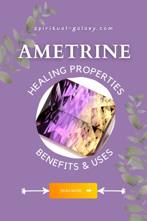 Ametrine Meaning: Healing Properties, Benefits & Uses - Are you familiar with the Ametrine stone? Here's a complete and detailed guide about this stone's healing properties and benefits and how it can help you! Continue reading to learn more now! #healingcrystals #ametrine #amtrinestone #manifestations #spirituality Ametrine Crystal Meaning, Ametrine Meaning, Ametrine Crystal, Crystal Work, Crystal Names, Auric Field, Woo Woo, Crystal Guide, Crystals Healing Properties