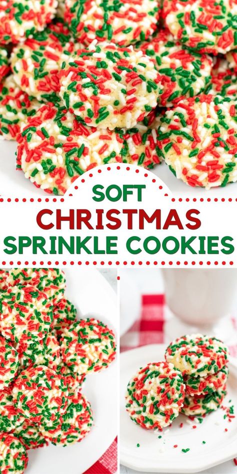 Sprinkle Pudding Cookies, Christmas Sprinkle Cookies, Sprinkles Cookies, Sprinkle Cookies Recipe, Soft And Chewy Sugar Cookies, Christmas Cookies Kids, Winter Foods, Christmas Cookie Recipe, Soft Christmas