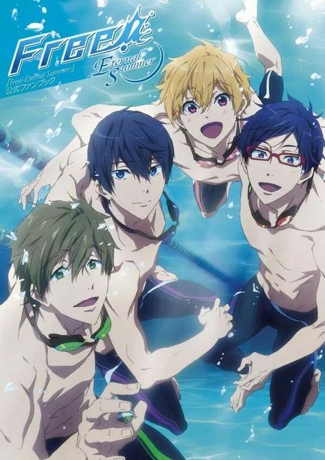 Makoto, Haruka, Nagisa and Rei Swimming Anime, Free Eternal Summer, Splash Free, Free Iwatobi Swim Club, Summer Poster, Kyoto Animation, Free Iwatobi, Yumeko Jabami, Eternal Summer