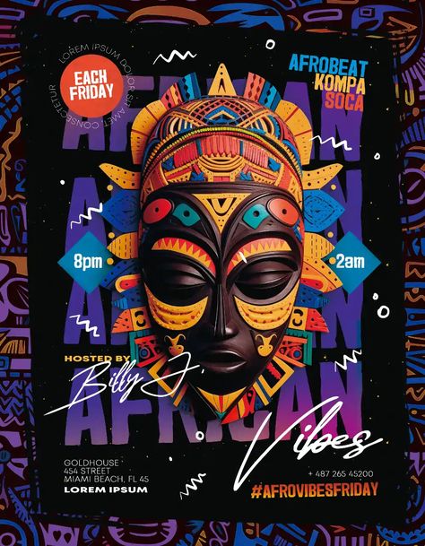 Check out the African Vibes Party Flyer Template for your next club and party event. FreePSDFlyer.com is the best resource full of amazing Free PSD Flyer Templates for Photoshop! Create amazing flyer, poster or social media designs with our free templates. African Festival Poster, Afro Poster Design, Club Posters Design, Music Festival Flyer Design, Cultural Event Poster Design, African Poster Design, Art Event Poster Design, Cultural Event Poster, Party Flyers Design