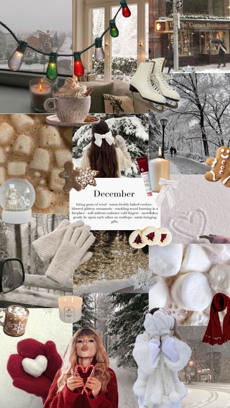 December Aesthetic Christmas, Soft Winter Wallpaper, December Aesthetic Collage, Winter Aesthetic Decor, Christmas Spirit Aesthetic, November Christmas Wallpaper, Winter Aesthetic Phone Wallpaper, Cute Winter Aesthetic Wallpaper, Christmas Poster Aesthetic