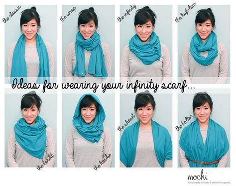 Multi-wear Infinity Scarf, how to wear an infinity scarf Infinity Scarf Outfits, Multiway Clothing, How To Wear Headbands, Maxi Skirt Winter, Convertible Clothing, Wear Black Dresses, Ways To Wear A Scarf, Fall Must Haves, How To Wear A Scarf