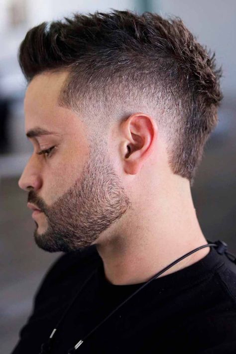 Modern mullet is a fashionable take on classic mulletWith long back and shorter frontit redefines the retro cut. Faded Faux Hawk Men, Mohawk Haircut Mens, Modern Mohawk Men Faux Hawk, Mohawk Fade Men, High Fade Mullet, Modern Mohawk Men, Modern Faux Hawk, Faux Mullet, Mullet Hawk