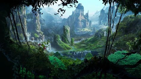 Fantasy Woods, Bg Background, Fantasy Jungle, Fantasy Village, Jungle Forest, Hacker Wallpaper, Jungle Art, Fantasy Places, Matte Painting