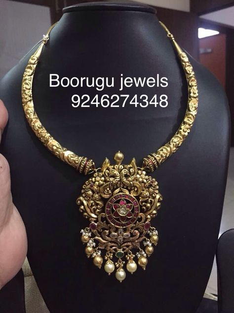 Kantey Antique Kante Gold Necklaces, Kante Indian Jewellery, Gold Kante Designs, Kante Gold Necklaces, 22 Carat Gold Jewellery, Gold Temple Jewellery, Fancy Jewelry Necklace, Jewelry Set Design, Gold Necklace Indian Bridal Jewelry