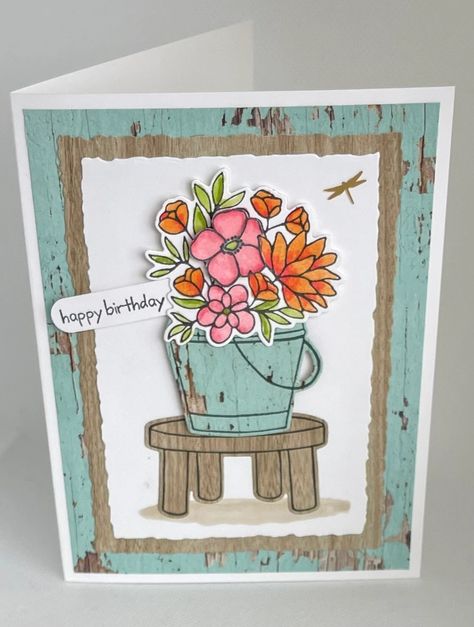 Country Flowers | Karen's Kards Su Country Flowers Cards, Su Country Flowers, Stampin Up Country Flowers, Country Flowers Stampin Up Cards, Earthen Textures, Birthday Female, Cricut Birthday Cards, Country Bouquet, Flowers Cards