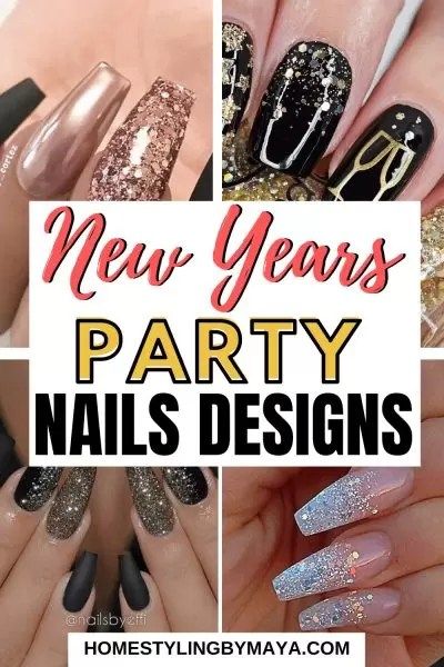 FIRST APARTMENT (1) Christmas New Year’s Eve Nails, New Years Eve Gel Nail Designs, New Years Eve Nail Art Designs, New Year’s Eve Dip Nail Ideas, Dip Nails For New Years, News Years Nails Designs, New Year Pedicure Designs, Holiday New Years Nails, New Years Fingernails