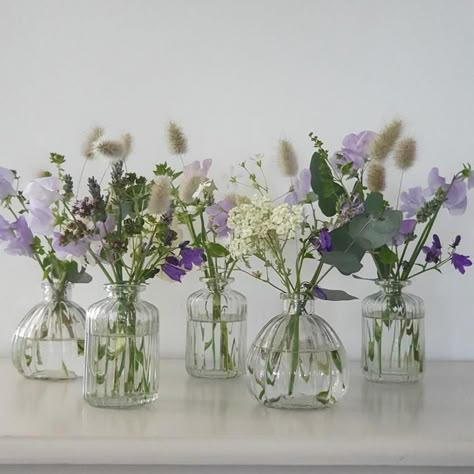 Table Flowers – Snapdragon Edinburgh Lavender Centerpieces, Bud Vases Wedding, Bud Vases Arrangements, Bud Vase Centerpiece, Garden Style Wedding, Small Perfume Bottles, Table Flower Arrangements, Violet Wedding, Tiny Wedding