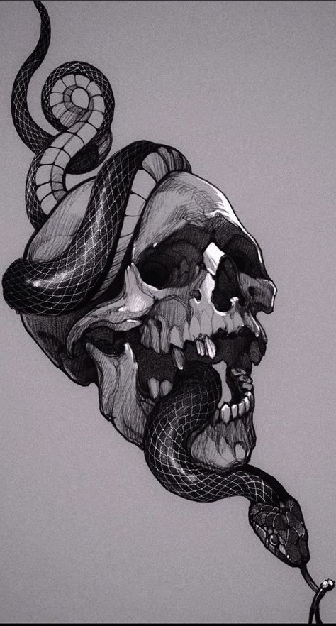 Skull Tattoo Reference, Snake Sketch, Holy Trinity Tattoo, Trinity Tattoo, Skull Reference, Serpent Tattoo, Skull Sleeve, Snake Drawing, Realistic Tattoo Sleeve