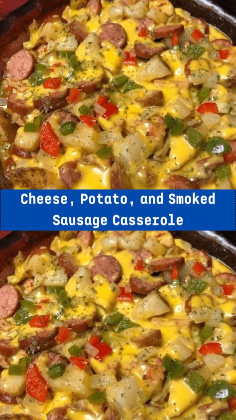 Cheese, Potato, and Smoked Sausage Casserole - middleeastsector Potato Smoked Sausage Casserole, Smoked Sausage Casserole, Casserole Potato, Creamy Cheesy Potatoes, Sausage Potato Casserole, Sausage Casserole Recipes, Sausage Ingredients, Cheese Potato, Hearty Comfort Food