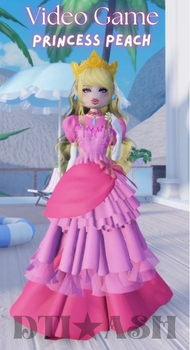 Princess Peach Dti Outfits, Dti Outfits Ideas Video Game, Video Game Characters Dti Outfit, Princess Peach Dress To Impress, Dress To Impress Theme Princess, Video Game Dress To Impress, Video Game Character Dress To Impress, Pink Dress To Impress, Dress To Impress Princess