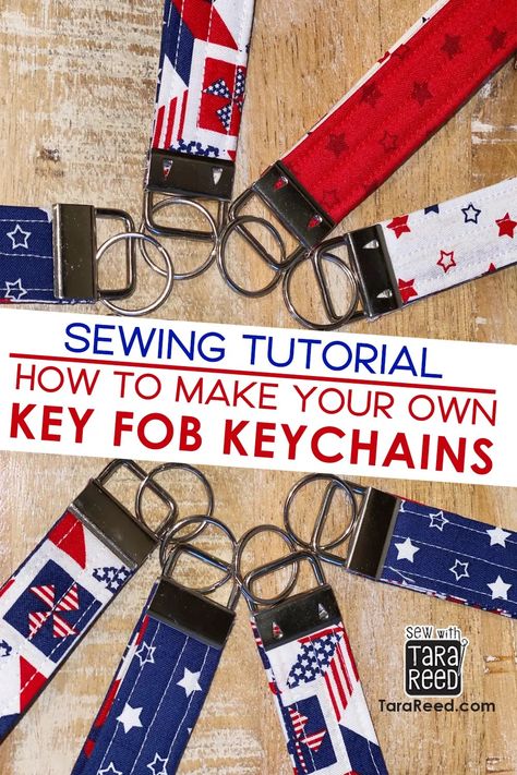 Sewing Key Fobs is quick and easy - artist and fabric designer Tara Reed walks you through the process step-by-step so you will be ready to go! Key Fobs are great gifts, selling online or at craft fairs and an excellent way to reduce your fabric scraps. Diy Key Fob, Key Fobs Diy, Sawtooth Star, Tara Reed, Sewing Spaces, Key Fobs Wristlet, Quick Stitch, Quilt Block Tutorial, Small Sewing Projects