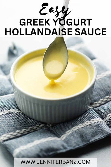 Holondaise Sauce, Healthy Hollandaise Sauce, Greek Yoghurt Recipes, Sauce For Eggs, Low Calorie Sauces, Dairy Free Dips, Greek Yogurt Sauce, Healthy Greek Yogurt, Salad Dressing Recipes Homemade