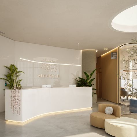 Mind over matter on Behance Reception Waiting Area Interior Design, Waiting Area Design, Dental Design Interior, Hospital Waiting Room, Waiting Room Design, Custom Reception Desk, Staff Lounge, Healthcare Interior Design, Display Retail