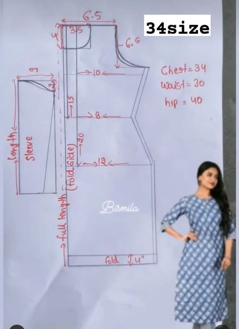 Kurti Sewing Patterns, Kurti Drafting Pattern, Kurta Pattern, Pattern Drafting Tutorials, Suit Measurements, Clothing Pattern Design, Sewing Measurements, Easy Dress Sewing Patterns, Dress Sewing Tutorials