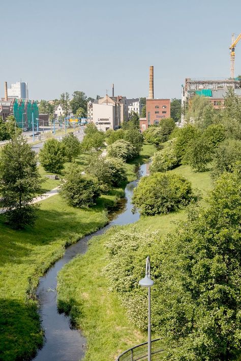 River Park Landscape Design, Canal Landscape Design, Industrial Landscape Architecture, Post Industrial Landscape, Urban Park Landscape, Stream Landscape, Industry Architecture, Stream Design, Landscape Street