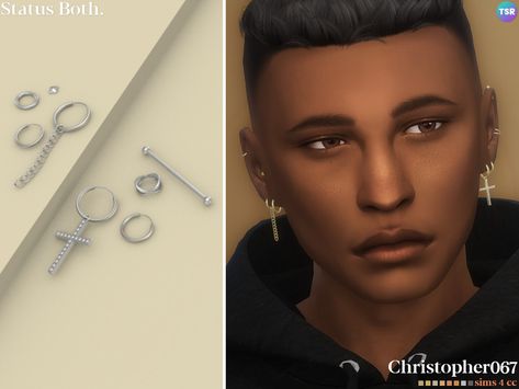 The Sims Resource - Status Earrings Male - Both Men's Piercings, Sims 4 Piercings, Mod Earrings, Kids Earrings, Sims 4 Cc Finds, Ts4 Cc, Sims 4 Cc, Men Earrings, Maxis Match