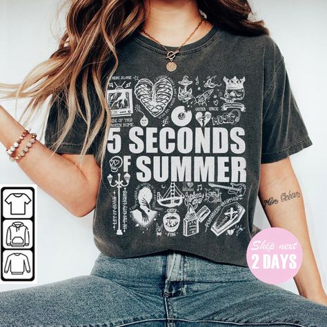 Limited 5 Seconds Of Summer Doodle Art Shirt, Merch Vintage 5SOS5 Album Lyric Sweatshirt Hoodie, 5SOS Tattoos Tour 2023 V4 ⚠️ PLEASE NOTE: DUE TO THE PRODUCT IS COLOR DTG PRINTING, THE FONT COLORS OR DESIGN COLORS ON THE T-SHIRT MAY BE AFFECTED. SO SOMETIMES THERE WILL BE CASES WHERE THE COLOR IS NOT 100% SAME AS THE ADVERTISEMENT PHOTO. HOPE YOU SYMPATHIZE. -------------------------------------------------------------- 🔸 ABOUT OUR PRODUCTs:  Comfort Colors® 1717 ★ Unisex Tee. Classic fit 100% Paramore Merch, Lyric Sweatshirt, Fall Out Boy Lyrics, Merch Tee, Graphic Tattoo, Tenacious D, Disney Halloween Shirts, Summer Music, Art Shirt