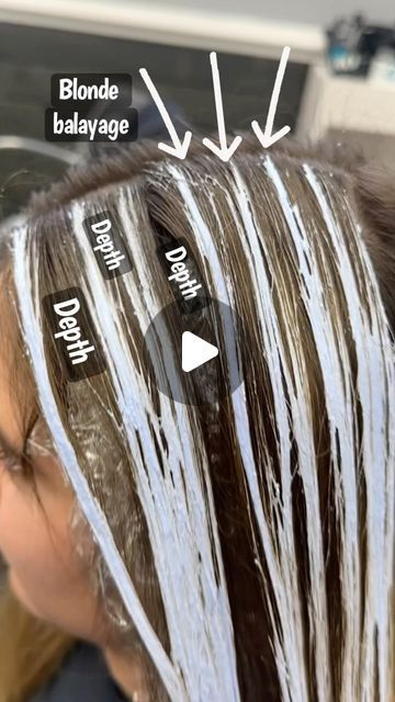 Adina Pignatare | BALAYAGE | HAIR VIDEOS | EDUCATOR on Instagram: "This video is loaded with helpful tips & tricks to get a seamless BRUNETTE BALAYAGE 🗣️ VOLUME UP!  I of course started with #metaldetox to neutralize any metals in the hair to create a safe canvas to paint on top of.  👉🏼 Painted with #blondstudio 9 bonder inside with 30volume. My mixing ratio is 1:1.5. I love how BS9 doesn’t really dry out- it keeps lifting which helps me get to my desired end result!   Glossed with #dialight 10.21 with 9 volume.   It’s so easy to overpaint a brunette. You must keep pockets of depth and dimension! I usually paint slants on the inner sections to maintain depth. Slants only have 1 high point of blonde.   #dimensionalbrunette #brunettebalayage #btconeshot2024_colorvideo #balayageeducation # Balayage Hair Blonde Before And After, Brunette Going Blonde Ideas, Balayage Hair Pattern, Brunette To Blonde Balayage Hair, Hair Painting Highlights, Partial Balayage Brunettes, Balayage Hair Videos, Hand Painted Balayage, Painted Balayage