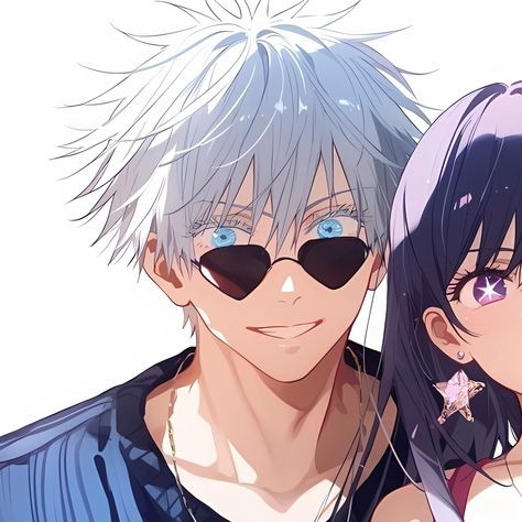 GOJO SATORU & AI HOSHINO - (Best friend) ✶ Gojo Couple Matching Pfp, Anime Cute Matching Icons, Best Anime Couple Matching Pfp, Gojo Matching Pfp Couple, Pdp Couple Anime, Jjk Matching Pfp Couple, Matching Pfp Anime Couple, Gojo Matching Pfp, Matching Icons Friends