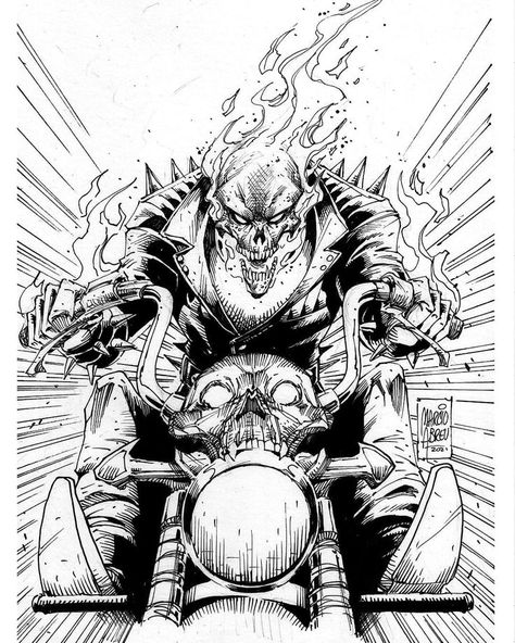 #MarcioAbreu #GhostRider #DannyKetch #MidnightSons #SecretDefenders #NewFantasticFour #TheSpiritofVengeance #PenanceStare #Penancechain Ghostrider Sketch, Rider Drawing, Ghost Rider Drawing, Sketch Board, Comic Art Sketch, Warrior Tattoos, Graphic Novel Art, Comic Drawing, Dragon Ball Wallpapers