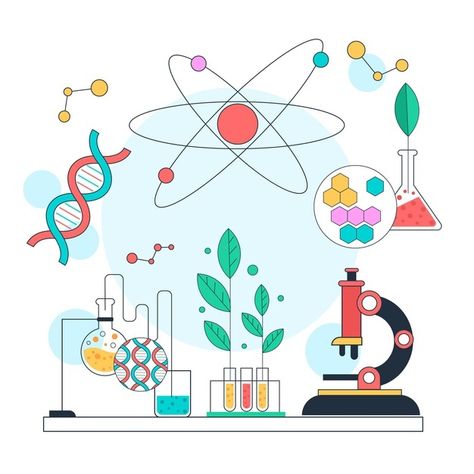 Flat science illustration biotechnology ... | Free Vector #Freepik #freevector #technology #science #job #illustrations Science Lab Background Concept Art, General Biology Background Design, Gen Biology Design, Biotechnologist Aesthetic, Science Poster Making, Science And Technology Poster, Science Pics, Biotechnology Art, Future Scientist