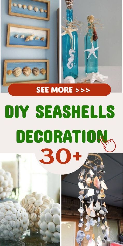 31 DIY Home Decoration Ideas With Seashells Ideas With Seashells, Seashell Centerpieces, Seashell Art Diy, Beach Crafts Diy, Decorating A Home, Sea Shells Diy, Diy Beach Decor, Seashell Projects, Seashell Wall Art