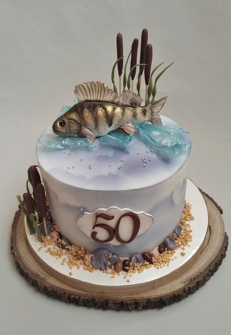 Angler Torte, Ant Cake, Fishing Theme Cake, Fishing Cakes, Hunting Birthday Cakes, Fisherman Cake, Fish Cake Birthday, Cake Designs For Boy, Fishing Cake