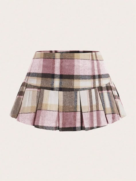 SHEIN x Carly Lawrence SHEIN EZwear Women's Autumn And Winter Plaid Pleated SkirtI discovered amazing products on SHEIN.com, come check them out! Cute Winter Skirts, Pink Plaid Mini Skirt, Plaid Pink Skirt Outfit, Pink Plaid Skirt Outfit, Pleated Skirt Plaid, Clothes Shein, Plaid Clothing, Pink Plaid Skirt, Winter Skirts