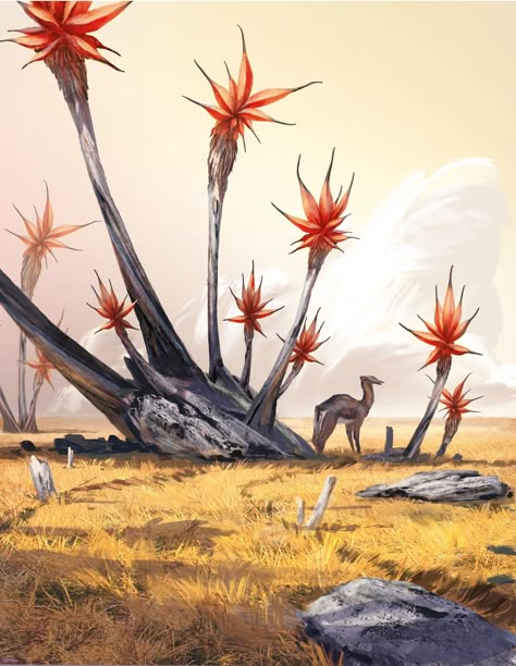 Alien Flora Alexander Ostrowski, Alien Tree, Alien Desert, Alien Landscape, Alien Plants, Scifi Fantasy Art, Alien Concept, Landscape Concept, Alien Planet