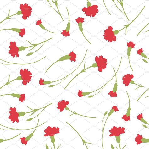 Carnation Doodle, Carnation Illustration, Carnation Drawing, Ios Setup, Carnation Pattern, White And Black Background, Carnation Flowers, Doodle Background, Red Carnation