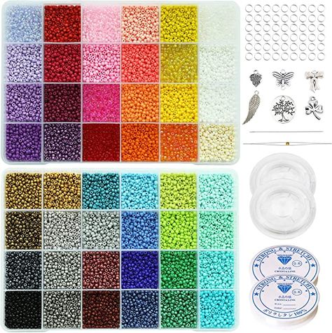 Gifts Clothes, Dress Decoration, Diy Armband, Bead Storage, Seed Beading, Necklace Dress, Jewelry Making Kit, Beading Needles, Rainbow Beads