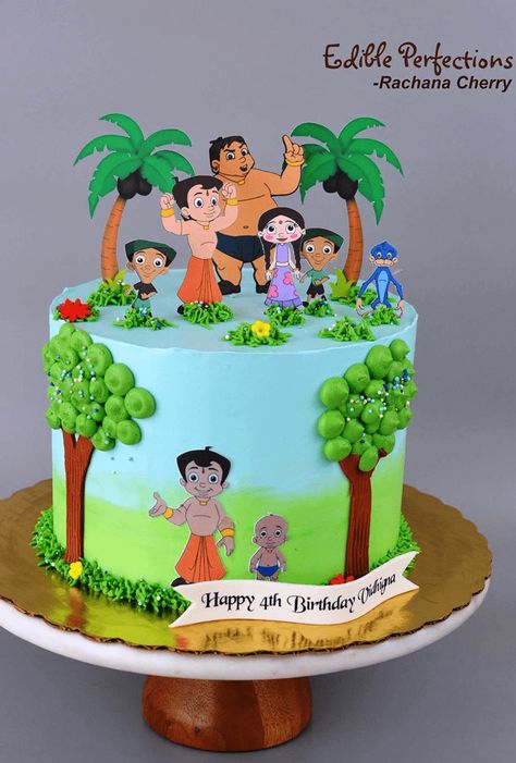 Chota Bheem Birthday Cake Ideas Images (Pictures) Cake Designs Cartoons, Cartoon Cake Ideas Birthday, Cake Designs Boys Kids, Cartoon Theme Cake For Boys, Cake Designs Baby Boy, Cake Designs For Girls Kids, Children Cake Design, Chotta Bheem Cake, Cartoon Cake For Boys