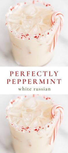 White Christmas Drinks For Adults, Holiday White Russian Recipe, Peppermint Mixed Drinks, White Holiday Drinks, Christmas Drinks With Peppermint Vodka, Holiday Cocktails Peppermint, Pepermint Vodka Cocktails, Cocktails With Half And Half, Peppermint Schnapps Cocktails