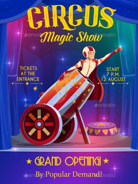 Circus Cannon, Circus Graphics, Circus Stage, Human Cannonball, Circus Props, Carnival Show, Circus Posters, Big Top Circus, Vintage Circus Posters