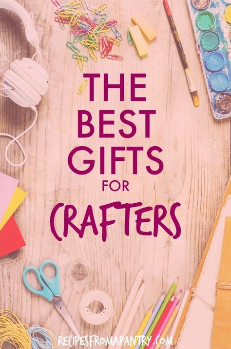 This collection of The Best Gifts for Crafters is chock full of great gift ideas for all sorts of creative and crafty people. Includes supplies, storage options and gear, so there is truly something for everyone. This handy gift guide is filled with awesome gifts that all the crafters in your life are sure to love! #crafting #crafts #craftsupplies #DIY #giftguide #giftideas #giftguide #giftsforfriends #gifts #presents #crafters #holiday #diy #gifts Gifts For Diy Lovers, Crafters Gift Basket Ideas, Christmas Gift Ideas For Crafters, Gift For Creative Person, Christmas Gifts For Crafters, Crafty Gifts For Friends, Gifts For Creative People, Gifts For Crafty People, Crafter Gift Ideas