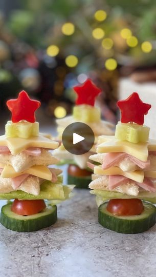 18K views · 707 reactions | Christmas Tree Sandwiches 🎄 A fun idea to make for the kids in the run up to Xmas or maybe even as their starters for Christmas dinner! Use a small star cutter for the cucumber and pepper and a larger one for the bread, ham and cheese #christmasfood #christmasfoodideas #funchristmasfood | Ciara Attwell | Taylor Swift · Christmas Tree Farm Ham And Cheese Stuffed Christmas Trees, Christmas Sandwiches For Kids, Ham And Cheese Christmas Tree, Starters For Christmas, Christmas Tree Sandwiches, Christmas Canapes, Christmas Starters, Taylor Swift Christmas, Holiday Appetizers Easy