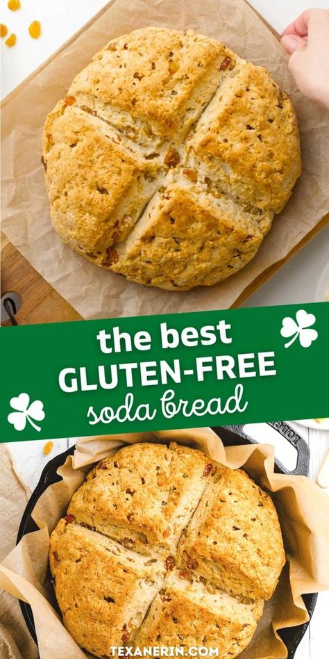 This gluten-free soda bread has an amazing texture, requires basic ingredients (including a gluten-free flour blend), and is one of the easiest homemade bread recipes that you can make. With a dairy-free option. Perfect for a gluten-free St. Patrick's Day! Gluten Free Soda Bread Recipe, Easiest Homemade Bread, Gluten Free Soda Bread, Homemade Bread Recipes, Gluten Free Bread Machine, Homemade Gluten Free Bread, Paleo Breads, Best Gluten Free Bread, Pan Sin Gluten