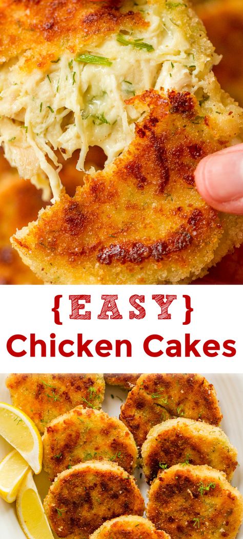 Leftover Chicken Recipes Easy, Chicken Cakes, Rotisserie Chicken Recipes Leftover, Can Chicken Recipes, Chicken Cake, Chicken Lunch, Leftover Chicken Recipes, Chicken Recipes Easy, Chicken Patties