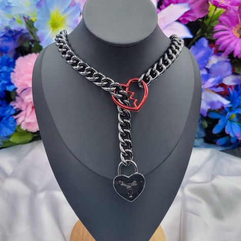 Two Fractured Love Locked slip chains going home this week! You can BYO on the website. I've also changed up the way that I attach keys/charms to products, and now we're using a stainless-steel hoop so that it can easily attach to your choker/collars or you can wear it as an earring. 😹 Love Lock, Choker Collar, Going Home, Wear It, And Now, Choker, The Way, Charms, Stainless Steel