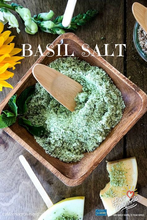 Basil Extract Recipe, Basil Salt Uses, Basil Finishing Salt, Oregano Salt Recipe, Basil Sea Salt, Diy Flavored Salt Recipe, Flavoured Salt Recipes, How To Make Basil Salt, Basil Salt Recipe Easy