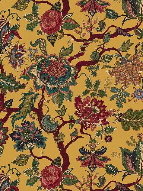 Wallpaper | WEAR THE WALLS Eden Wallpaper, Indian Prints, Yellow Wallpaper, Trendy Prints, Experience Design, Laura Lee, Mellow Yellow, Yellow Background, Bold Prints