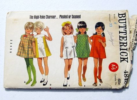 1970s Girls Dress Pattern 70s Girls Mod Dress A Line by WitNWhimzy, $7.00 Tent Dress Sewing Pattern, Tent Dresses Pattern, Mod Dress Pattern, Butterick Dress Patterns, Vintage Kids Fashion, 70s Girl, Simplicity Patterns Dresses, Jumper Patterns, Girl Dress Pattern