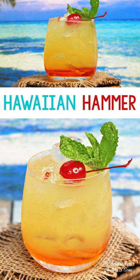 Hawaiian Drinks, Yummy Summer Cocktails, Easy Alcoholic Drinks, Alcholic Drinks, Cocktail Drinks Alcoholic, Hawaiian Summer, Yummy Alcoholic Drinks, Mixed Drinks Alcohol, Liquor Drinks